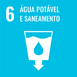 6 - água potável e saneamento ícone de um copo de água com uma gota no centro com uma seta para baixo - fundo azul