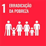 1 - erradicação da pobreza com ícone de uma família com os avôs pais e dois filhos - fundo vermelho