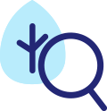 ícone árvore e lupa azul