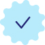 ícone de check com engrenagem azul