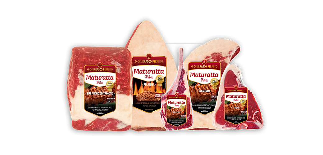 cinco embalagens de carne da marca Maturatta