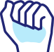 ícone mão fechada azul