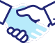 ícone mãos apertando azul