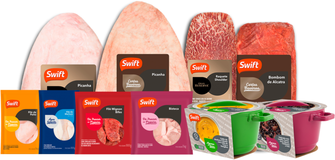 dez embalagens de alimentos da marca Swift