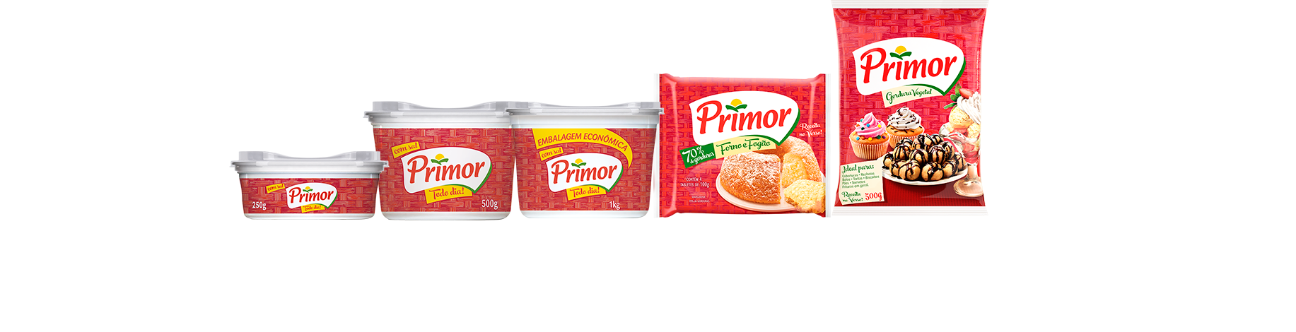 5 embalagens de alimentos da marca Primor