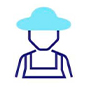 ícone humano de chapéu azul