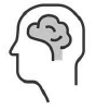ícone cabeça humana destacando o cérebro cinza